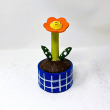 Load image into Gallery viewer, FLOWER FACE JAR-ORANGE AND DARK BLUE #1