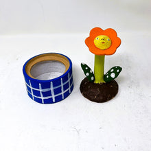 Load image into Gallery viewer, FLOWER FACE JAR-ORANGE AND DARK BLUE #1