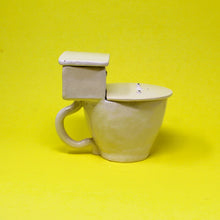 Load image into Gallery viewer, TOILET MUG WITH SILVER LUSTER HANDLE AND POUR OVER TANK AND TINY POOP: #1