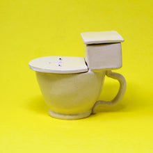 Load image into Gallery viewer, TOILET MUG WITH SILVER LUSTER HANDLE AND POUR OVER TANK AND TINY POOP: #2