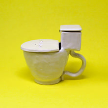 Load image into Gallery viewer, TOILET MUG WITH SILVER LUSTER HANDLE AND SLIGHTLY SMALLER POUR OVER TANK AND TINY POOP: #2