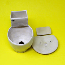 Load image into Gallery viewer, TOILET MUG WITH SILVER LUSTER HANDLE AND SLIGHTLY SMALLER POUR OVER TANK AND TINY POOP: #3