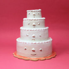 Load image into Gallery viewer, FOUR TIER PINK CAKE VASE WITH TINY BLUE FRECKLES (shipping included US only)