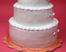 Load image into Gallery viewer, FOUR TIER PINK CAKE VASE WITH TINY BLUE FRECKLES (shipping included US only)