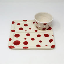 Load image into Gallery viewer, RED AND WHITE SPOT LUNCH TRAY AND CUP SET #1