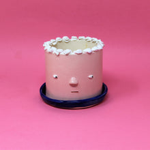 Load image into Gallery viewer, PINK CAKE PLANTER WITH DARK BLUE PLATE #2