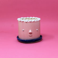 Load image into Gallery viewer, PINK CAKE PLANTER WITH DARK BLUE PLATE #3