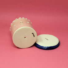 Load image into Gallery viewer, PINK CAKE PLANTER WITH DARK BLUE PLATE #3