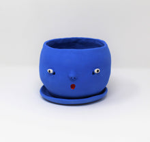 Load image into Gallery viewer, BLUE SAD BOI 5.5 INCH CRYING PLANTER WITH PLATE #3
