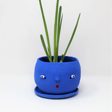 Load image into Gallery viewer, BLUE SAD BOI 5.5 INCH CRYING PLANTER WITH PLATE #3