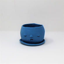 Load image into Gallery viewer, TURQUOISE SAD BOI 4 INCH CRYING PLANTER WITH PLATE #4