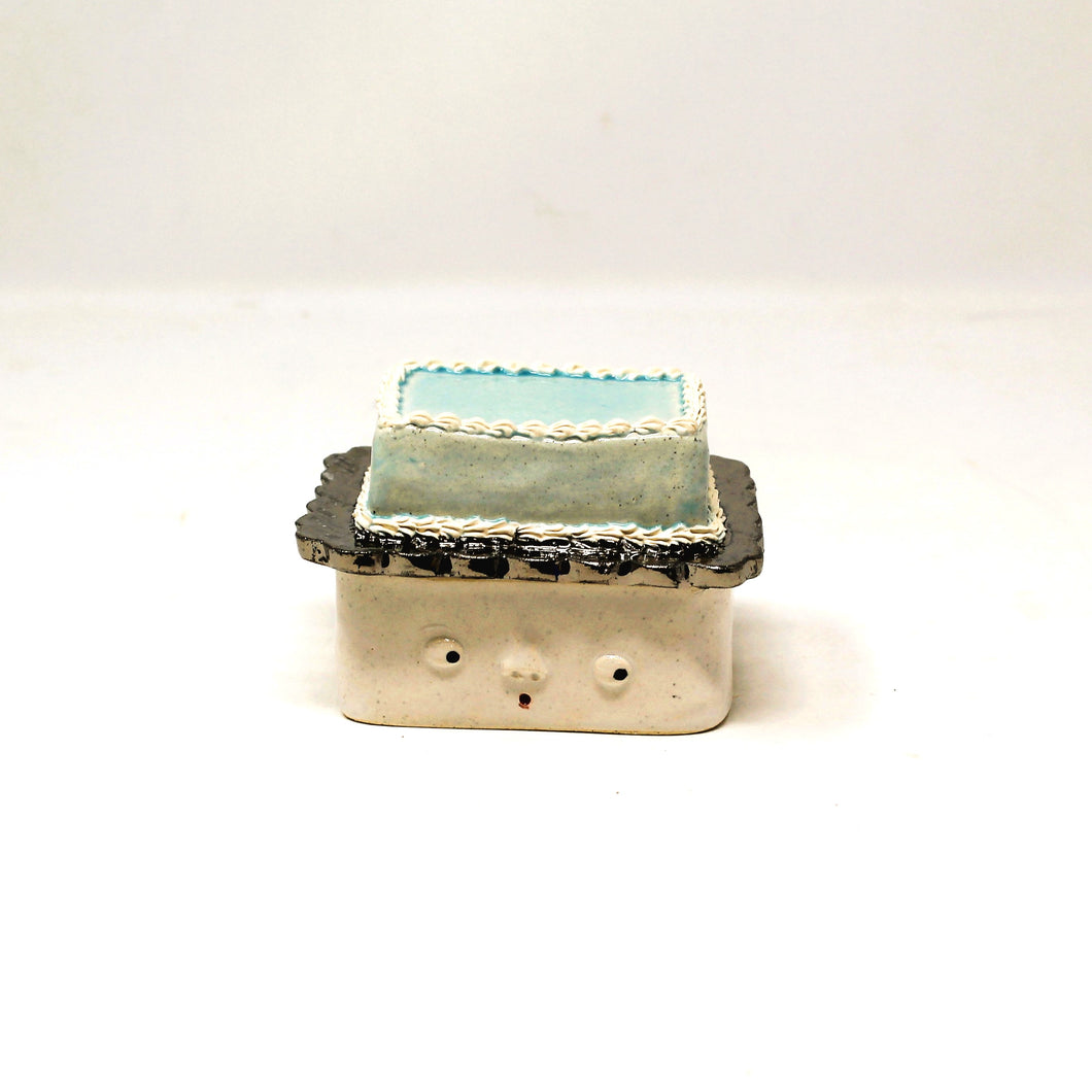 BLUE SHEET CAKE MATCH STRIKER JAR WITH SILVER LUSTER #2