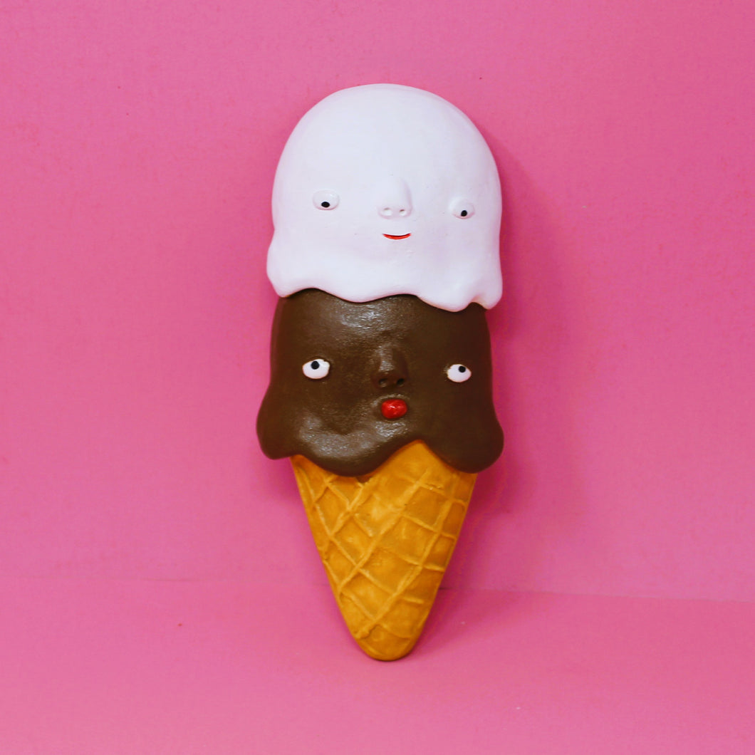 DOUBLE SCOOP VANILLA AND CHOCOLATE ICE CREAM WALL ART #1