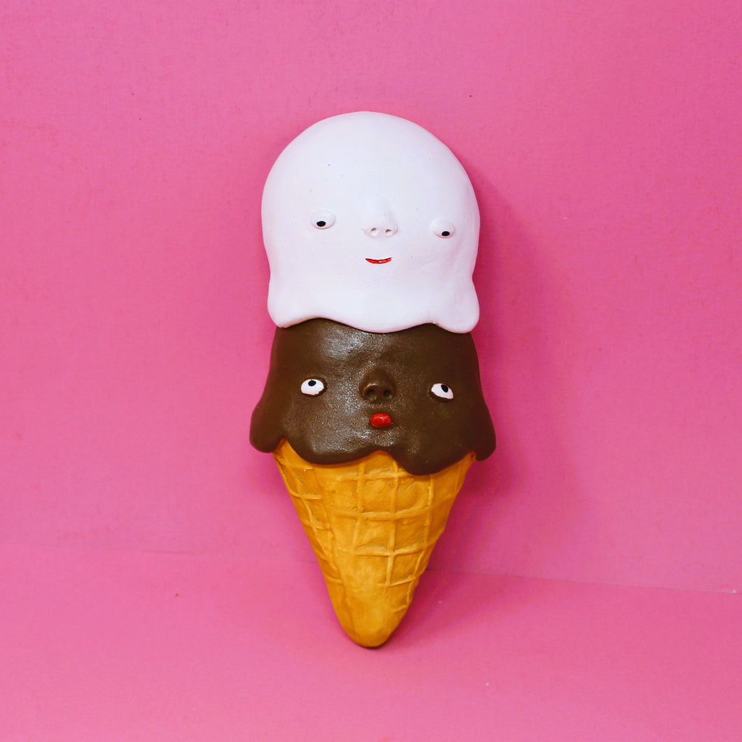 DOUBLE SCOOP VANILLA AND CHOCOLATE ICE CREAM WALL ART #2