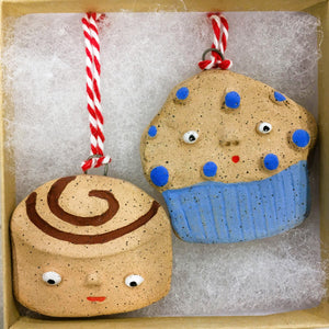 ORNAMENT: CINNAMON ROLL AND MUFFIN SET $45 (shipping included in price)