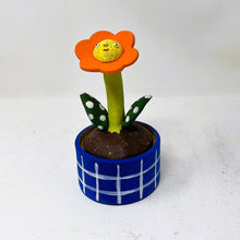 Load image into Gallery viewer, FLOWER FACE JAR-ORANGE AND DARK BLUE #2
