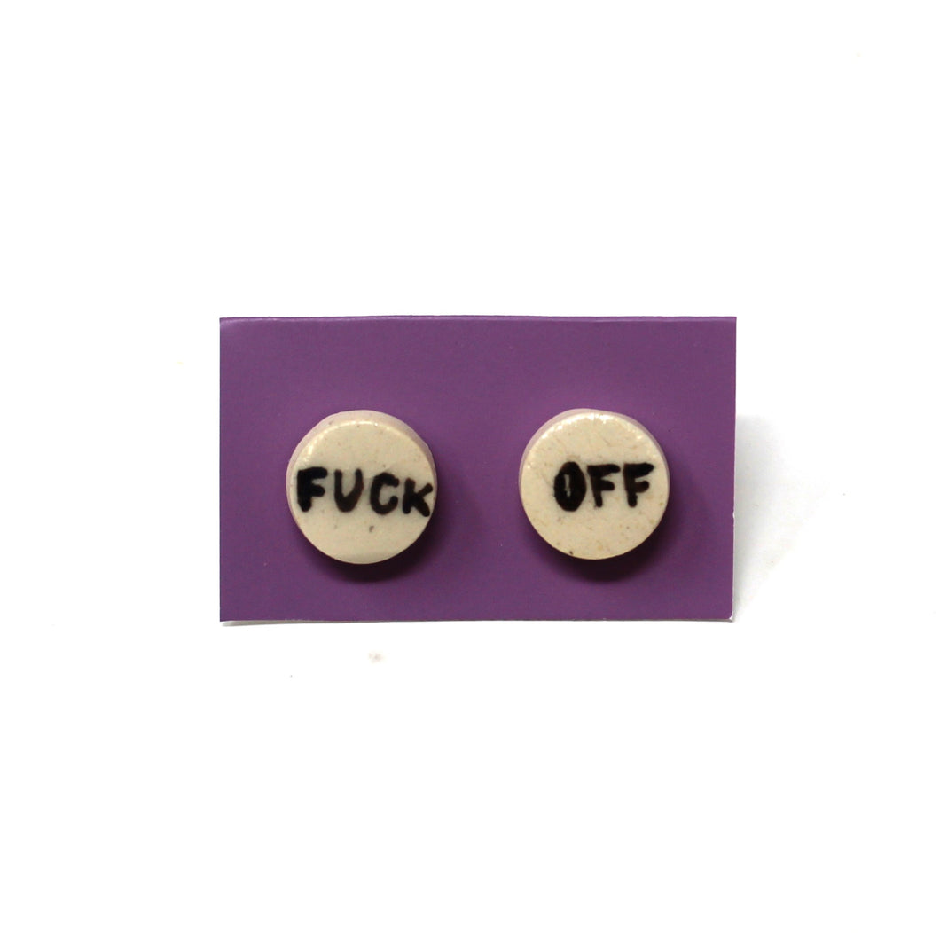 FUCK OFF STUD EARRINGS (Shipping included in price)-4 available