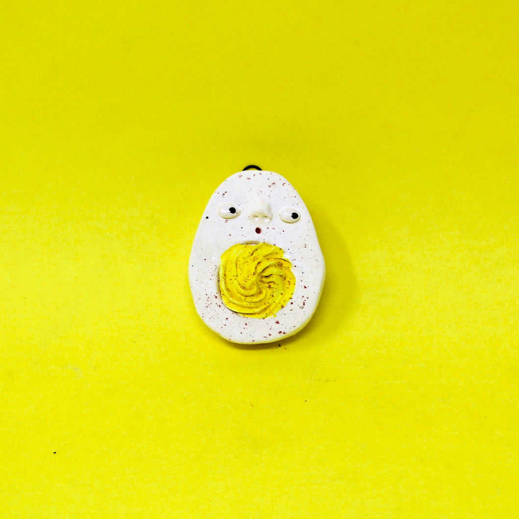 SURPRISED DEVILED EGG WALL PIECE SCULPTURE: 4 AVAILABLE (shipping included in price)