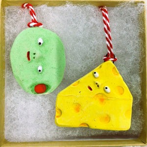 ORNAMENT: CHEESE AND OLIVE SET $45 (shipping included in price)