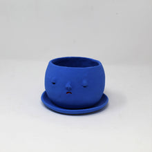 Load image into Gallery viewer, BLUE SAD BOI 4 INCH CRYING PLANTER WITH PLATE #1
