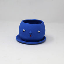 Load image into Gallery viewer, BLUE SAD BOI 4 INCH CRYING PLANTER WITH PLATE #2
