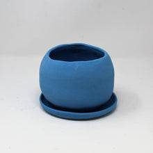 Load image into Gallery viewer, TURQUOISE SAD BOI 5.5 INCH CRYING PLANTER WITH PLATE #5
