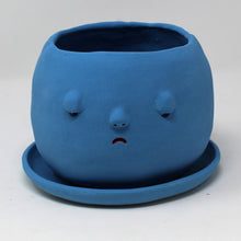 Load image into Gallery viewer, TURQUOISE SAD BOI 5.5 INCH CRYING PLANTER WITH PLATE #6
