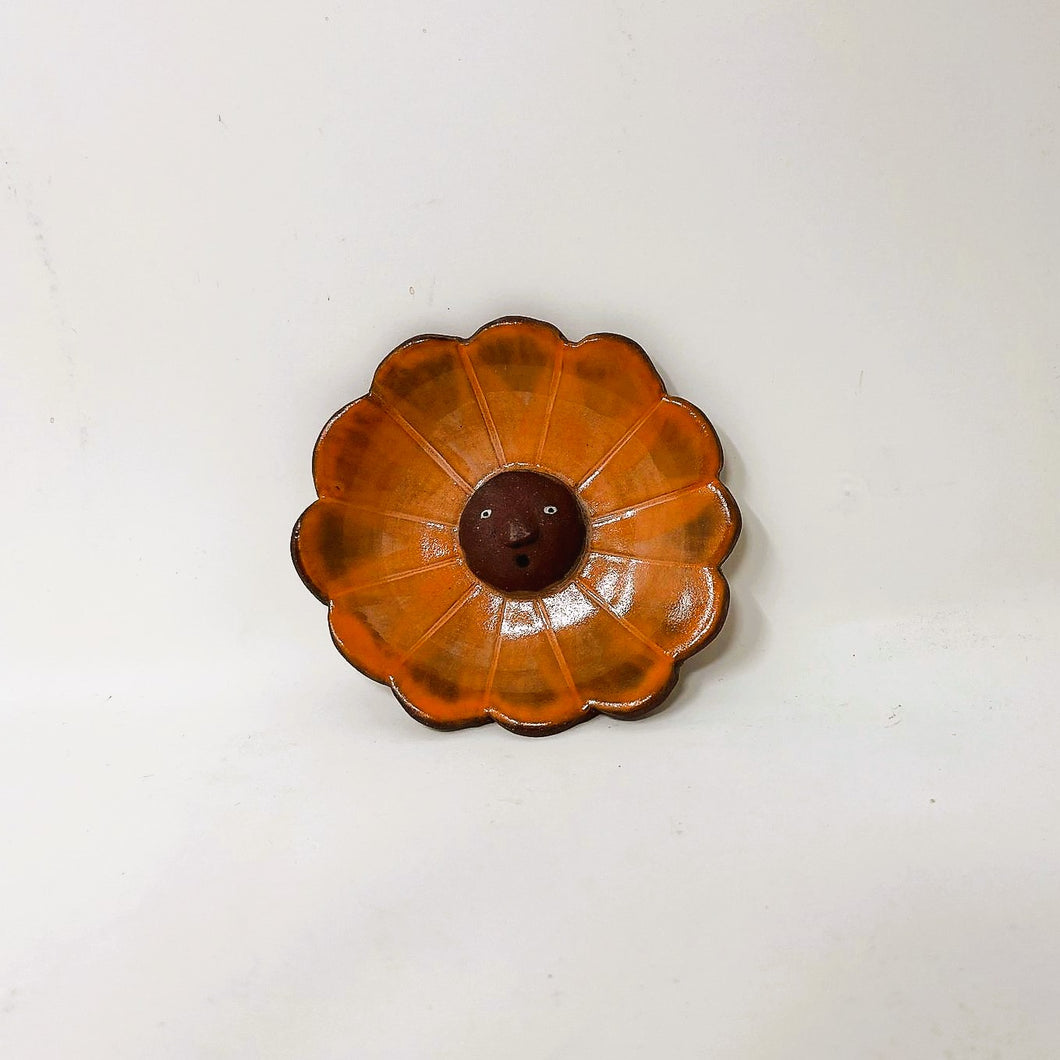 FLOWER FACE INCENSE BURNER-SMALL ORANGE #1 (shipping included in price)