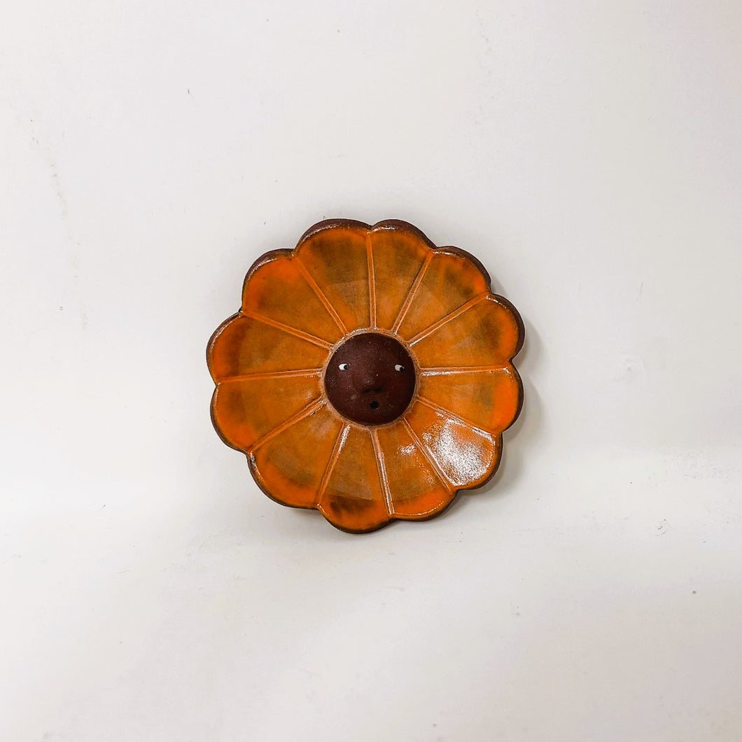 FLOWER FACE INCENSE BURNER-SMALL ORANGE #2 (shipping included in price)