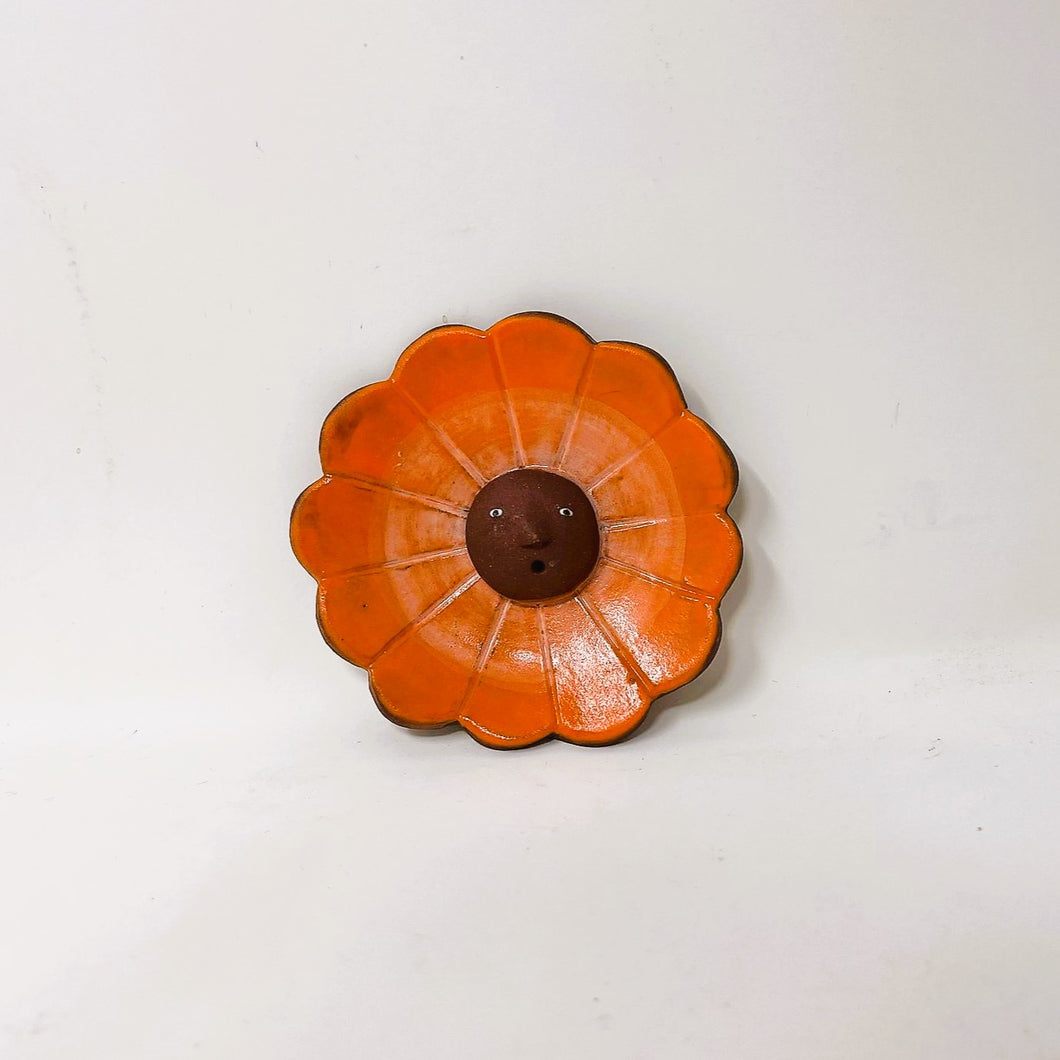 FLOWER FACE INCENSE BURNER-SMALL ORANGE #3 (shipping included in price)