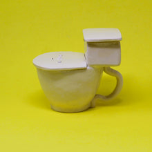 Load image into Gallery viewer, TOILET MUG WITH SILVER LUSTER HANDLE AND POUR OVER TANK AND TINY POOP: #1
