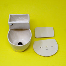 Load image into Gallery viewer, TOILET MUG WITH SILVER LUSTER HANDLE AND POUR OVER TANK AND TINY POOP: #1
