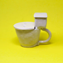 Load image into Gallery viewer, TOILET MUG WITH SILVER LUSTER HANDLE AND SLIGHTLY SMALLER POUR OVER TANK AND TINY POOP: #4

