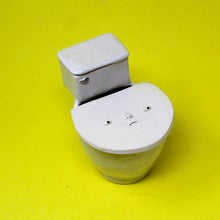 Load image into Gallery viewer, TOILET MUG WITH SILVER LUSTER HANDLE AND SLIGHTLY SMALLER POUR OVER TANK AND TINY POOP: #2
