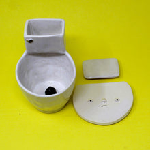 Load image into Gallery viewer, TOILET MUG WITH SILVER LUSTER HANDLE AND SLIGHTLY SMALLER POUR OVER TANK AND TINY POOP: #2

