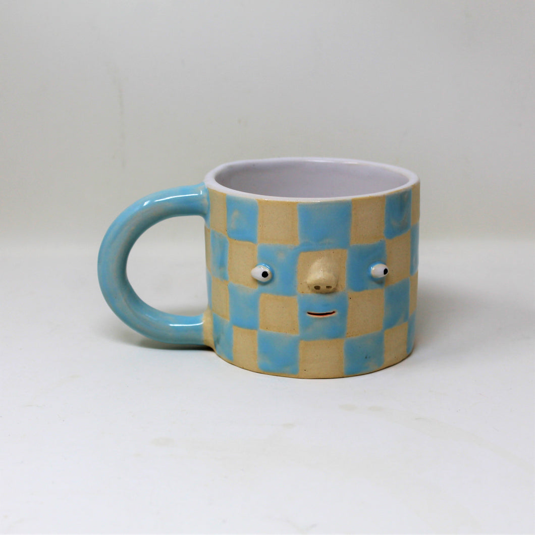 BLUE CHECKER MUG #1