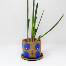 Load image into Gallery viewer, BLUE SPOTTY PLANTER WITH PLATE #1

