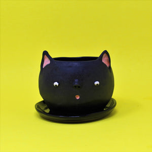 4 INCH BLACK CAT PLANTER #1