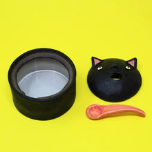 Load image into Gallery viewer, BLACK CAT SPICE JAR AND TONGUE SPOON #1
