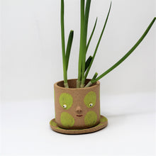 Load image into Gallery viewer, CHARTREUSE SPOTTY PLANTER WITH PLATE #1
