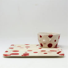 Load image into Gallery viewer, RED AND WHITE SPOT LUNCH TRAY AND CUP SET #1
