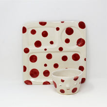 Load image into Gallery viewer, RED AND WHITE SPOT LUNCH TRAY AND CUP SET #1
