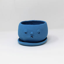 Load image into Gallery viewer, TURQUOISE SAD BOI 4.5 INCH CRYING PLANTER WITH PLATE #5
