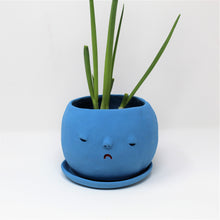 Load image into Gallery viewer, TURQUOISE SAD BOI 5.5 INCH CRYING PLANTER WITH PLATE #6
