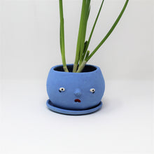 Load image into Gallery viewer, SKYBLUE SAD BOI 4 INCH CRYING PLANTER WITH PLATE #7

