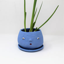 Load image into Gallery viewer, SKY BLUE SAD BOI 4.5 INCH CRYING PLANTER WITH PLATE #8
