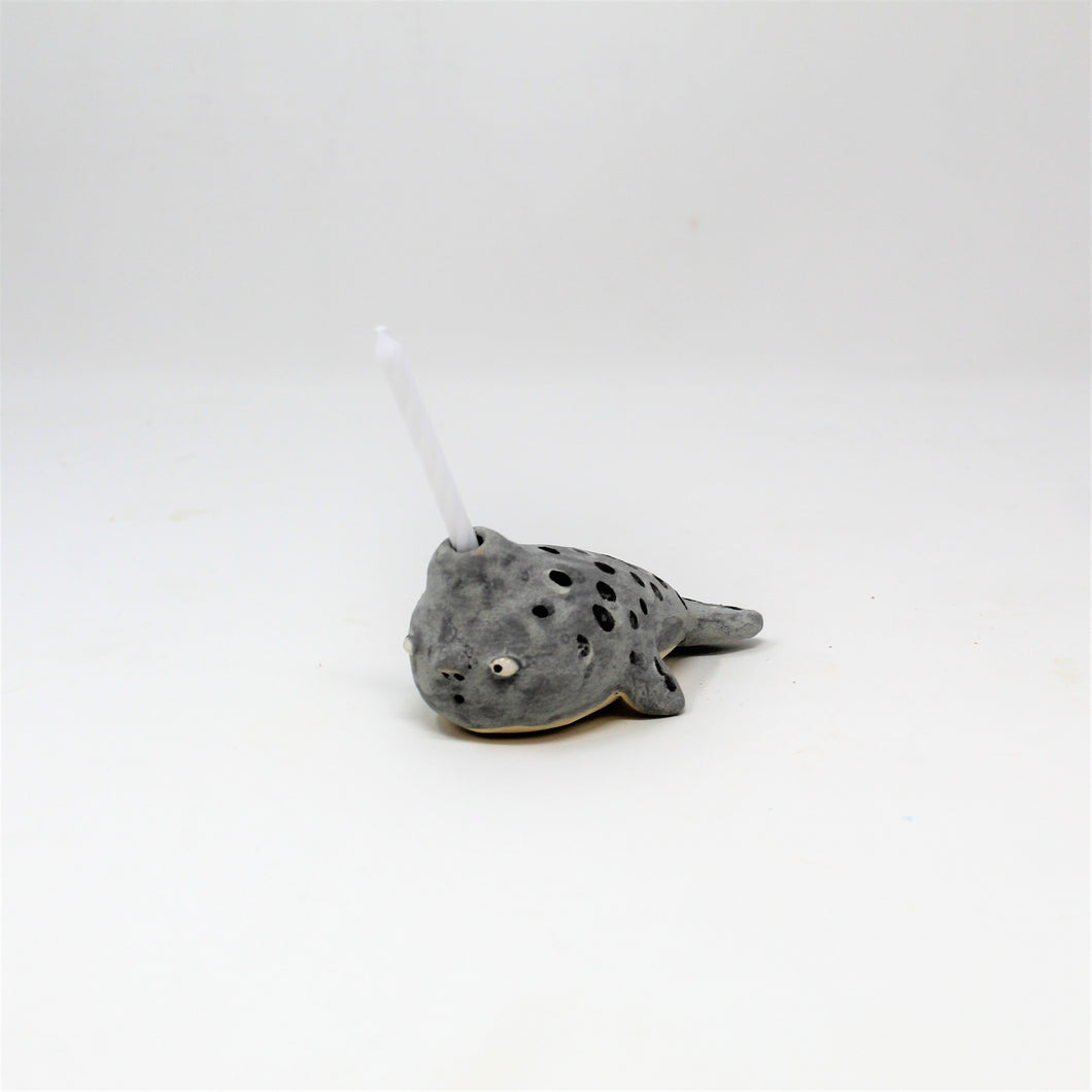 4 INCH NARWHAL BIRTHDAY CANDLE HOLDER #1