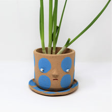 Load image into Gallery viewer, TURQUOISE SPOTTY PLANTER WITH PLATE #1
