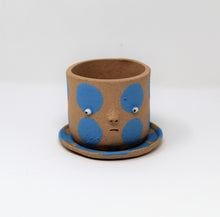 Load image into Gallery viewer, TURQUOISE SPOTTY PLANTER WITH PLATE #3
